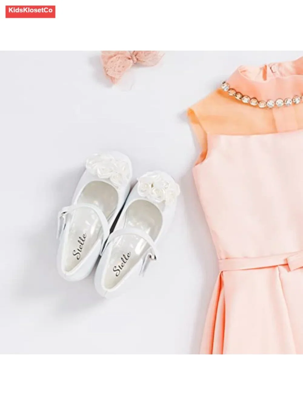Girls' Mary Jane Dress Shoes with Sparkle Strap, Cushioned Memory Foam, Hook &